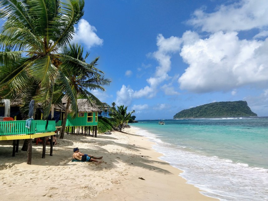 Paysage naturel protégé avec plage et cocotiers à Lalomanu