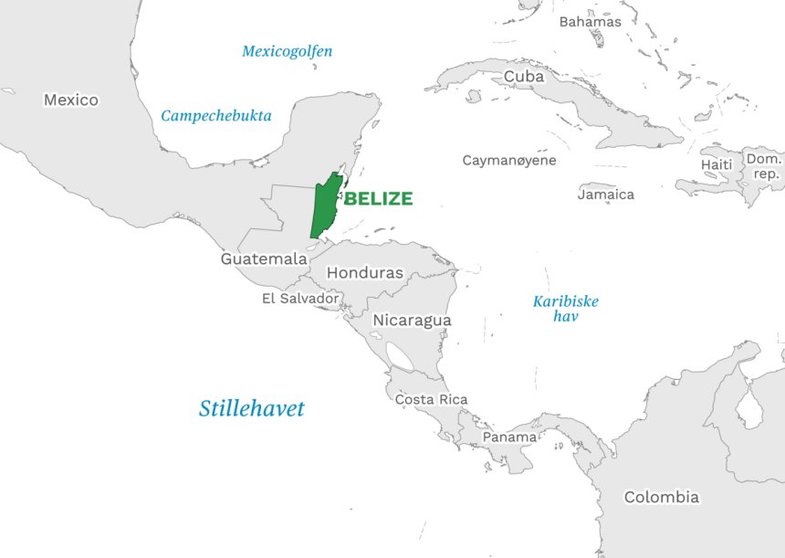 Carte montrant la localisation de San Pedro sur Ambergris Caye, Belize